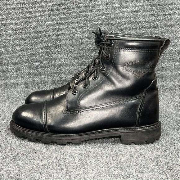 Harley Davidson Motorcycle Boots Mens Size 10 Black Leather Vintage Cap Toe Moto main image 5
